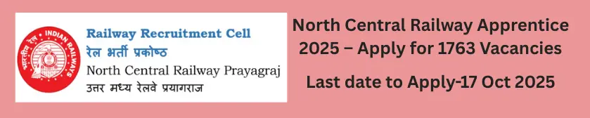 North Central Railway Apprentice 2025