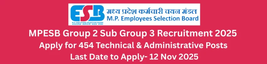 MPESB Group 2 Sub Group 3 Recruitment 2025