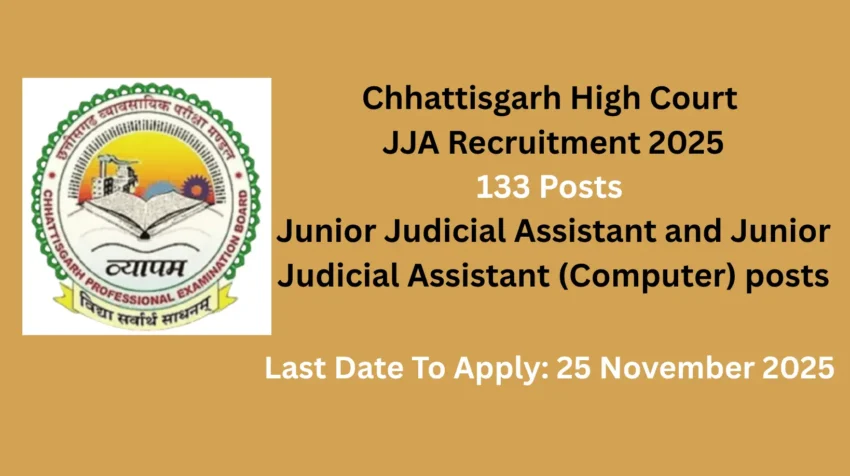 Chhattisgarh High Court JJA Recruitment