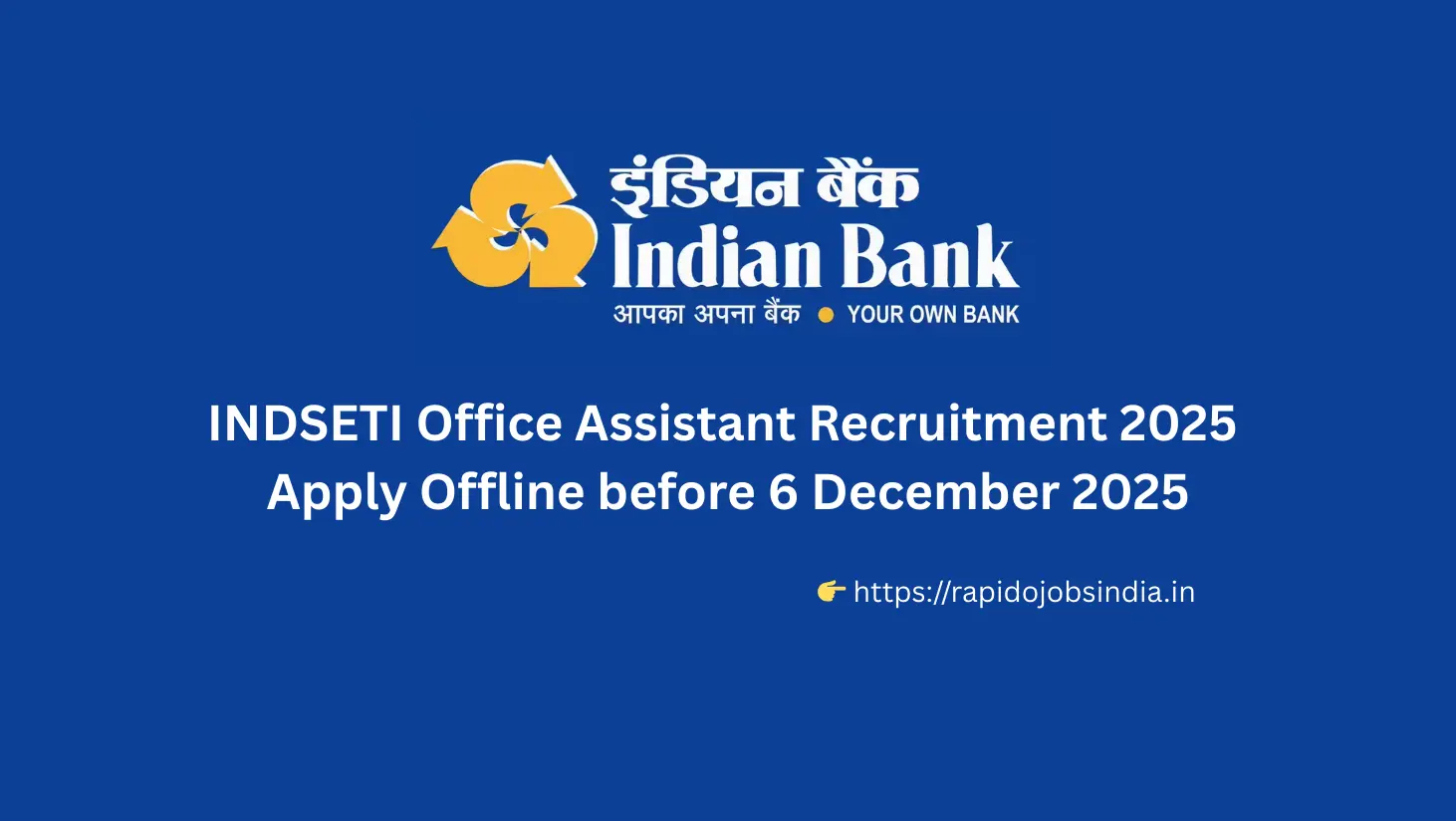 INDSETI Office Assistant Recruitment 2025