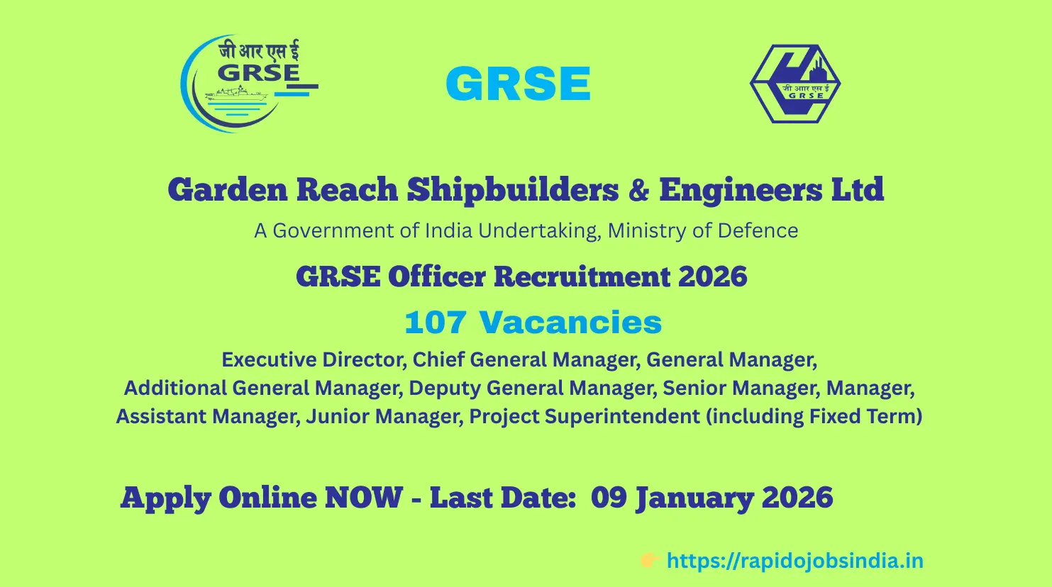 GRSE Officer Recruitment 2026” =