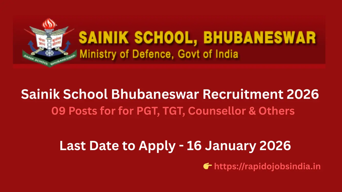 Sainik School Bhubaneswar Recruitment 2026” =