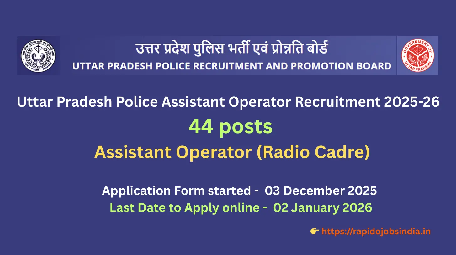 Uttar Pradesh Police Assistant Operator Recruitment 2025-26