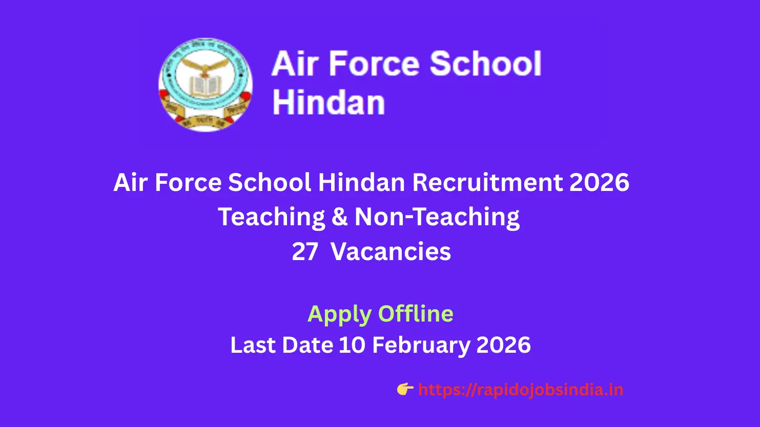 Air Force School Hindan Recruitment 2026