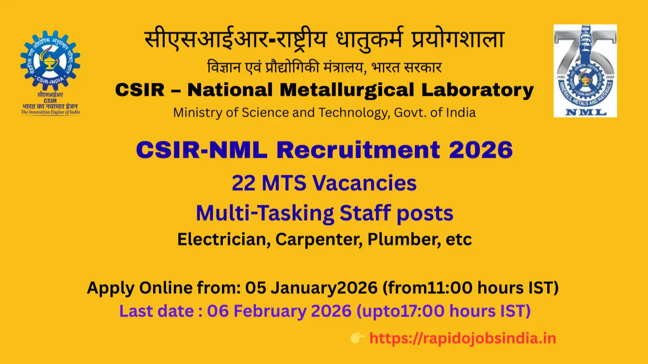  CSIR NML MTS Recruitment-2026 