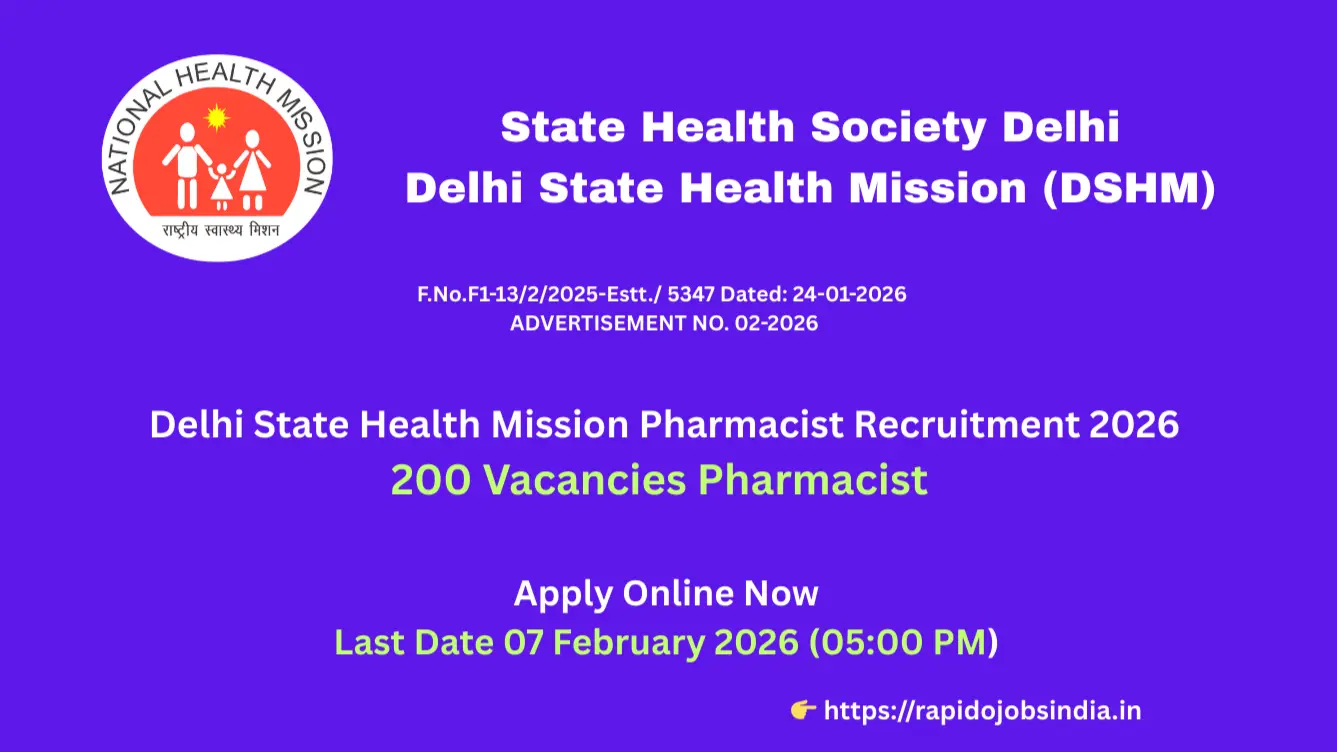 Delhi State Health Mission Pharmacist Recruitment