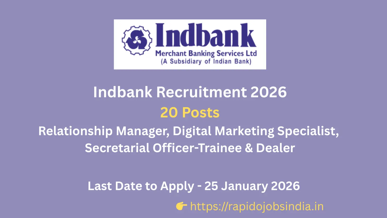 Indbank Recruitment 2026