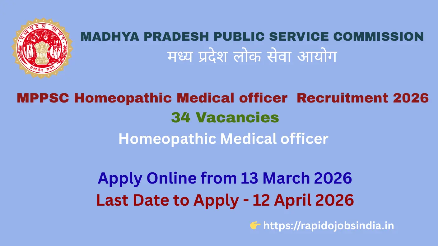 MPPSC Homeopathic Medical officer Recruitment 2026