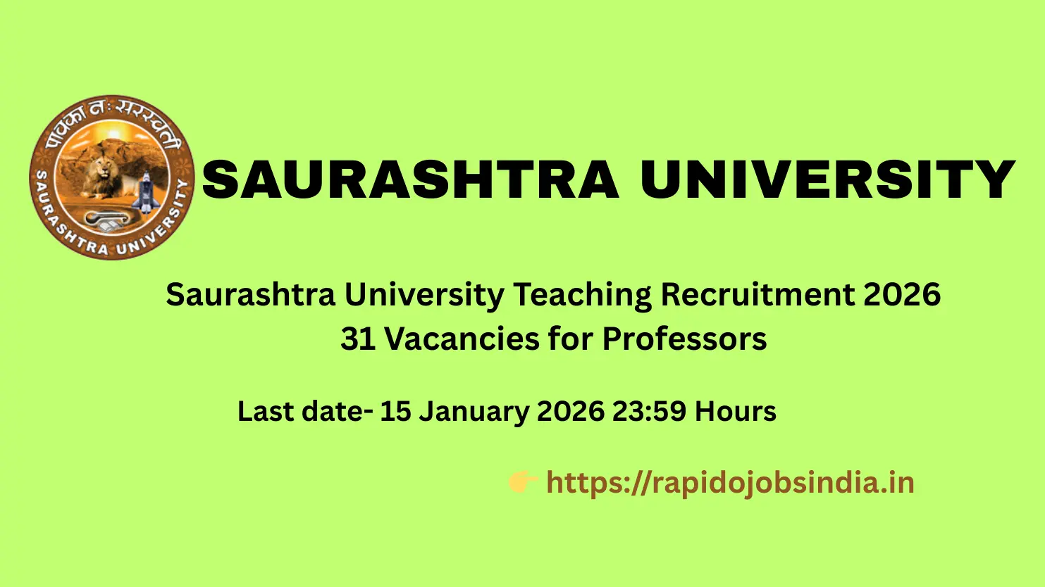 Saurashtra University Teaching Recruitment