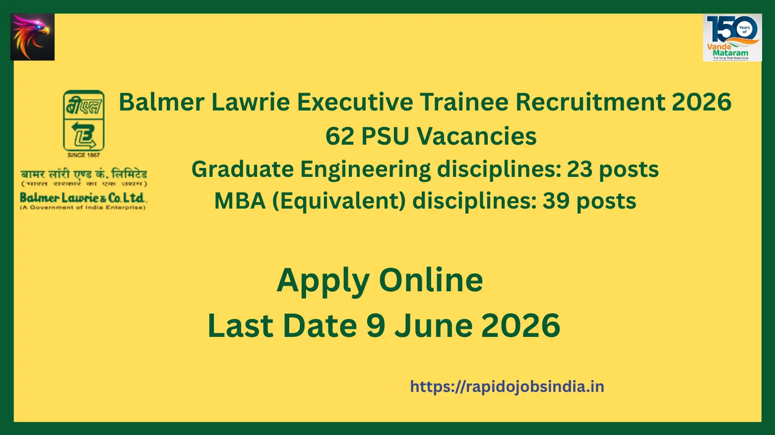 Balmer Lawrie Executive Trainee Recruitment 2026