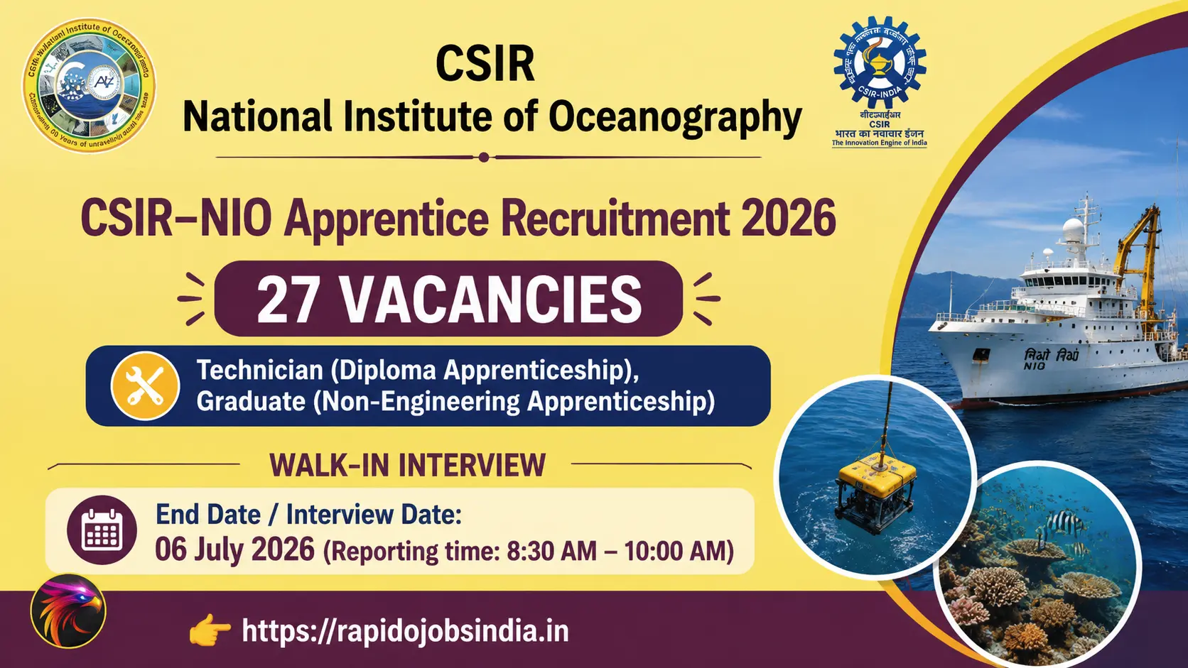 CSIR NIO Apprentice Recruitment 2026