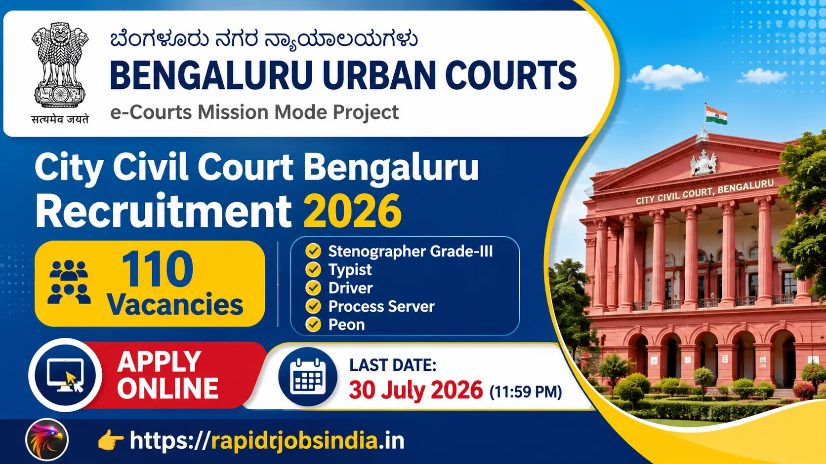City Civil Court Bengaluru Recruitment 2026