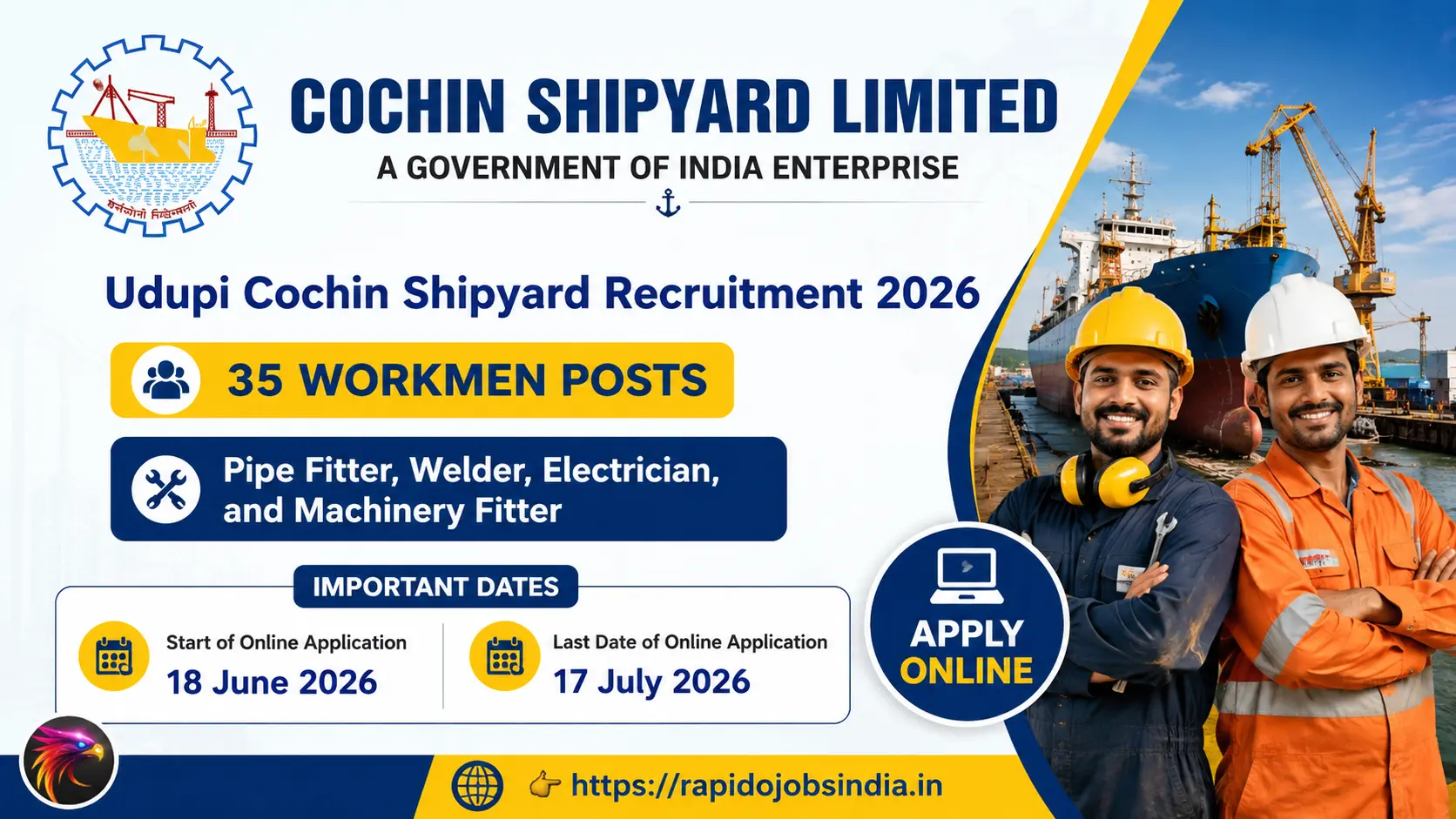 Udupi Cochin Shipyard Recruitment 2026