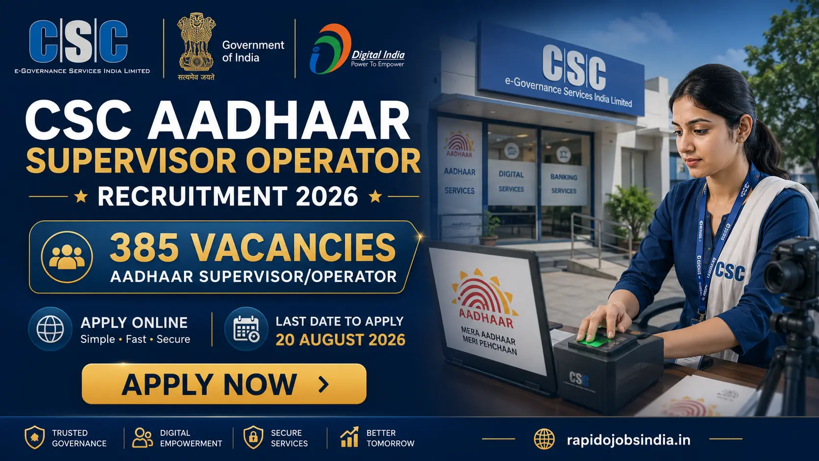 CSC Aadhaar Supervisor Operator Recruitment 2026