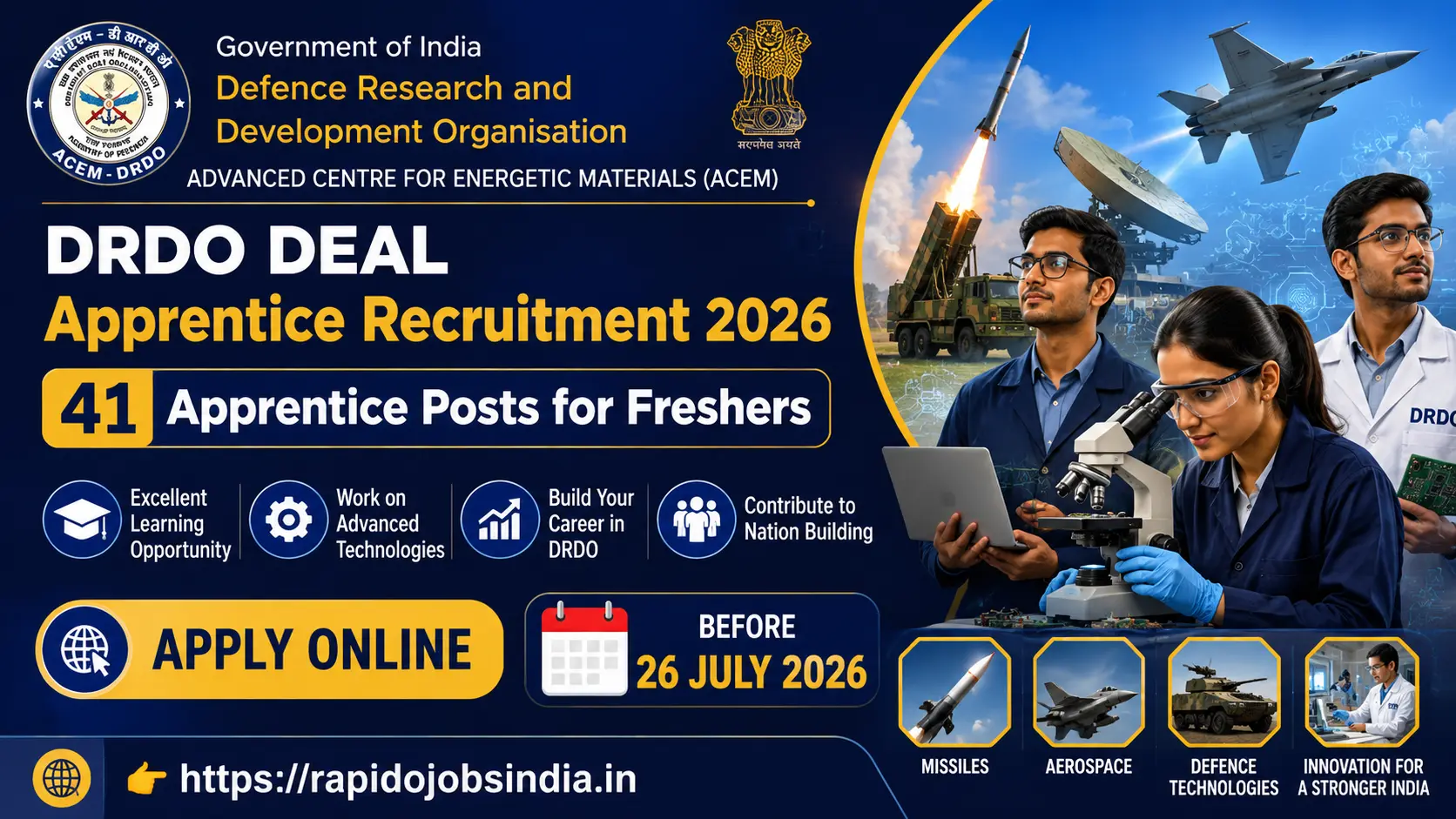 DRDO ACEM Apprentice Recruitment 2026