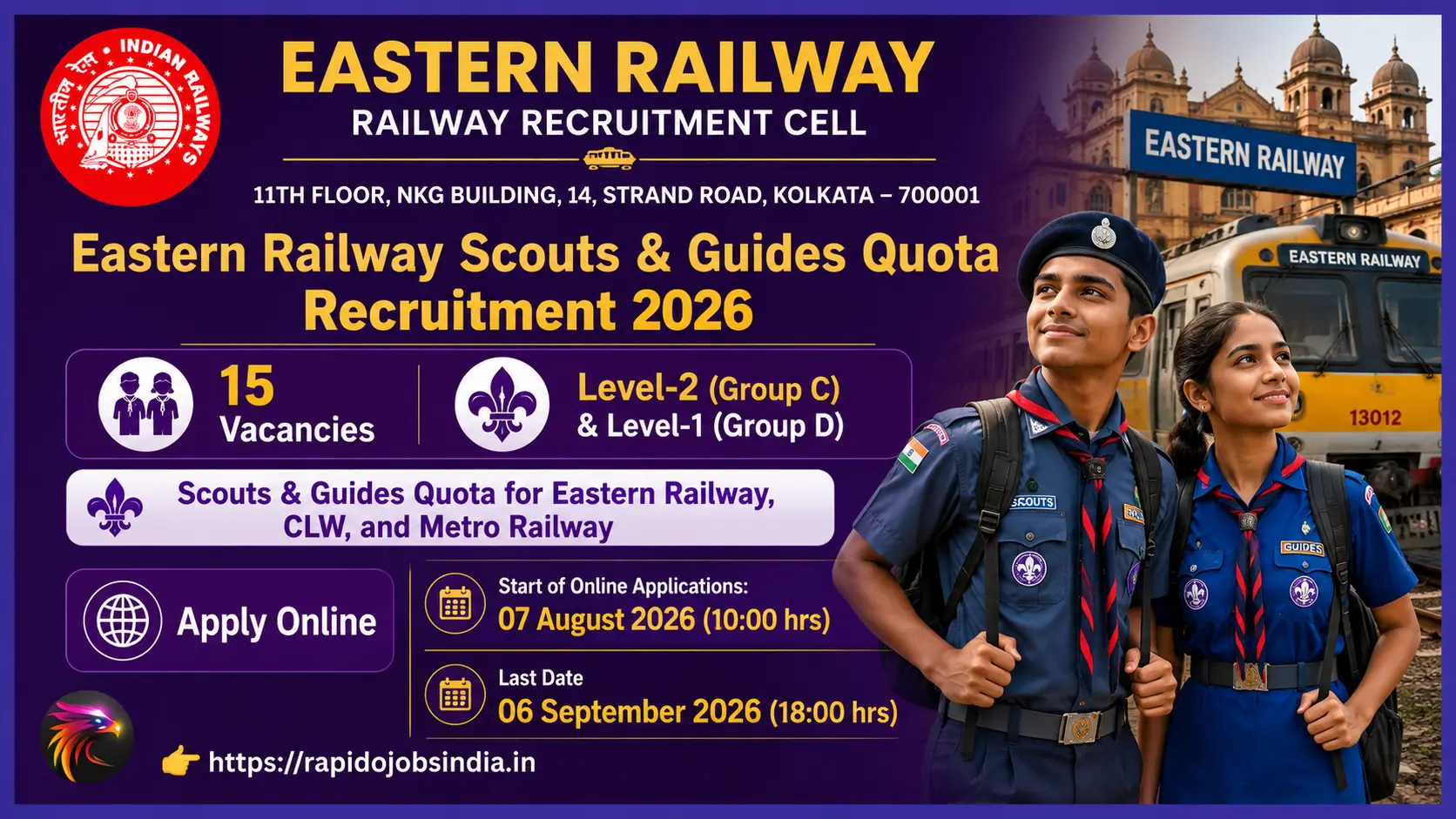 Eastern Railway Scouts & Guides Quota Recruitment 2026