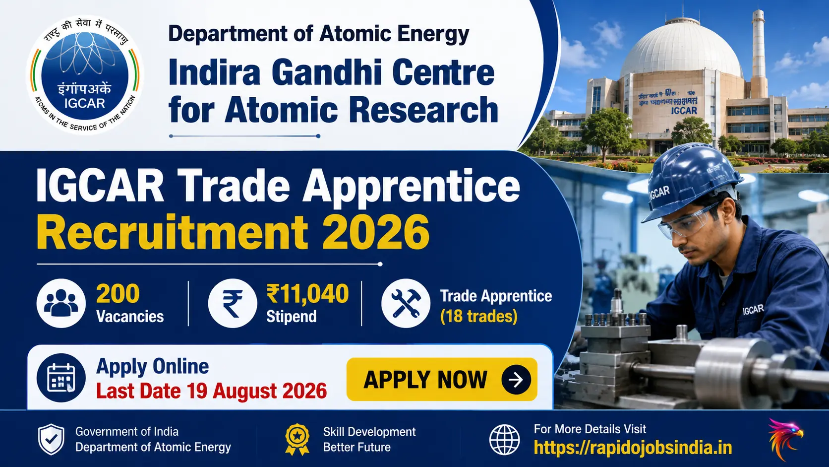 IGCAR Trade Apprentice Recruitment 2026