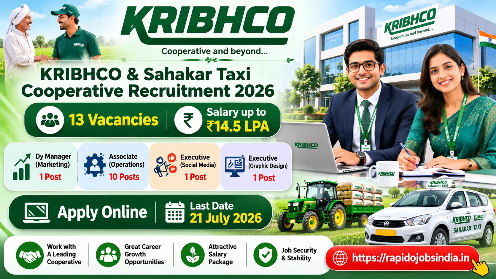 KRIBHCO & Sahakar Taxi Cooperative Recruitment 2026