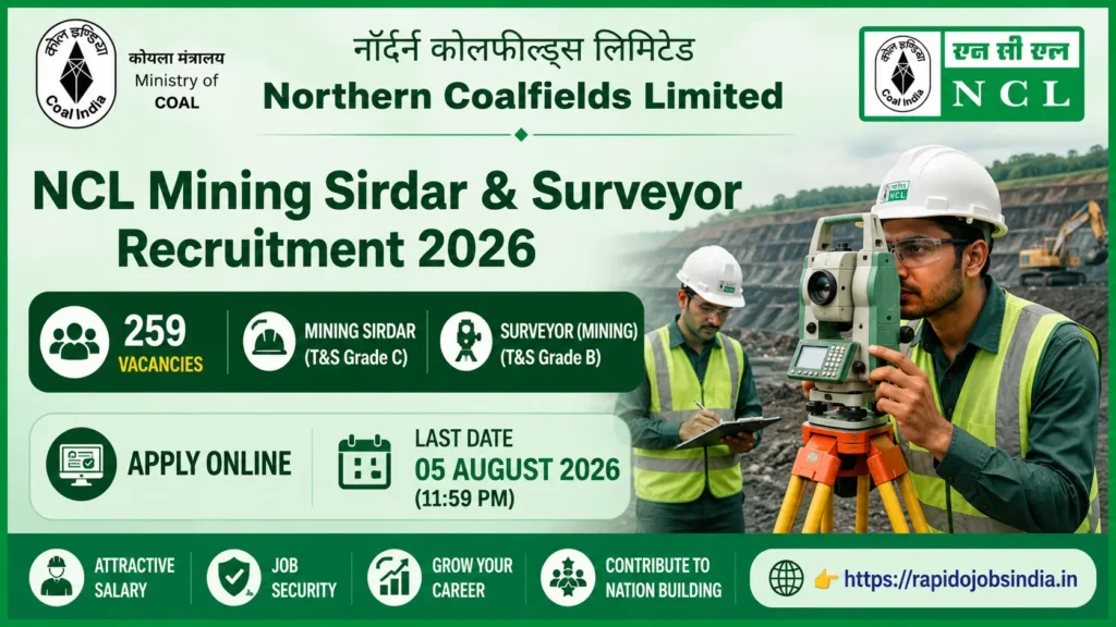 NCL Mining Sirdar & Surveyor Recruitment 2026