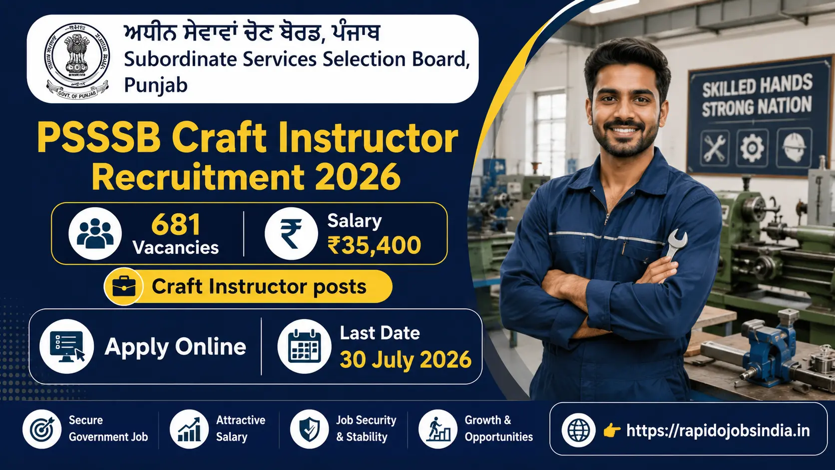 PSSSB Craft Instructor Recruitment 2026