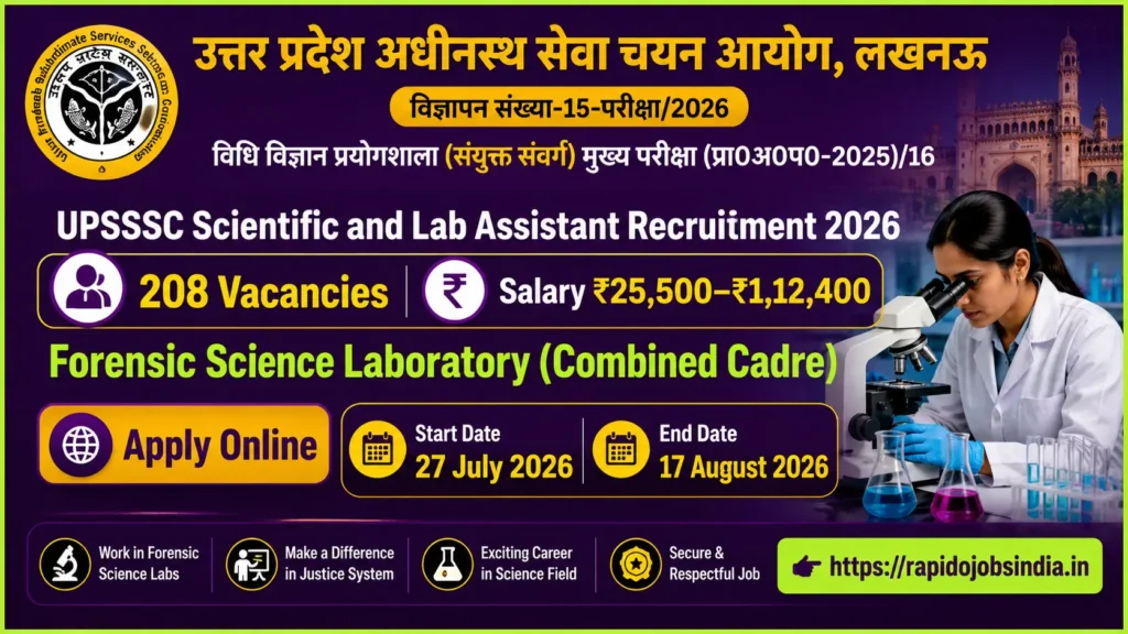 UPSSSC Scientific and Lab Assistant Recruitment 2026