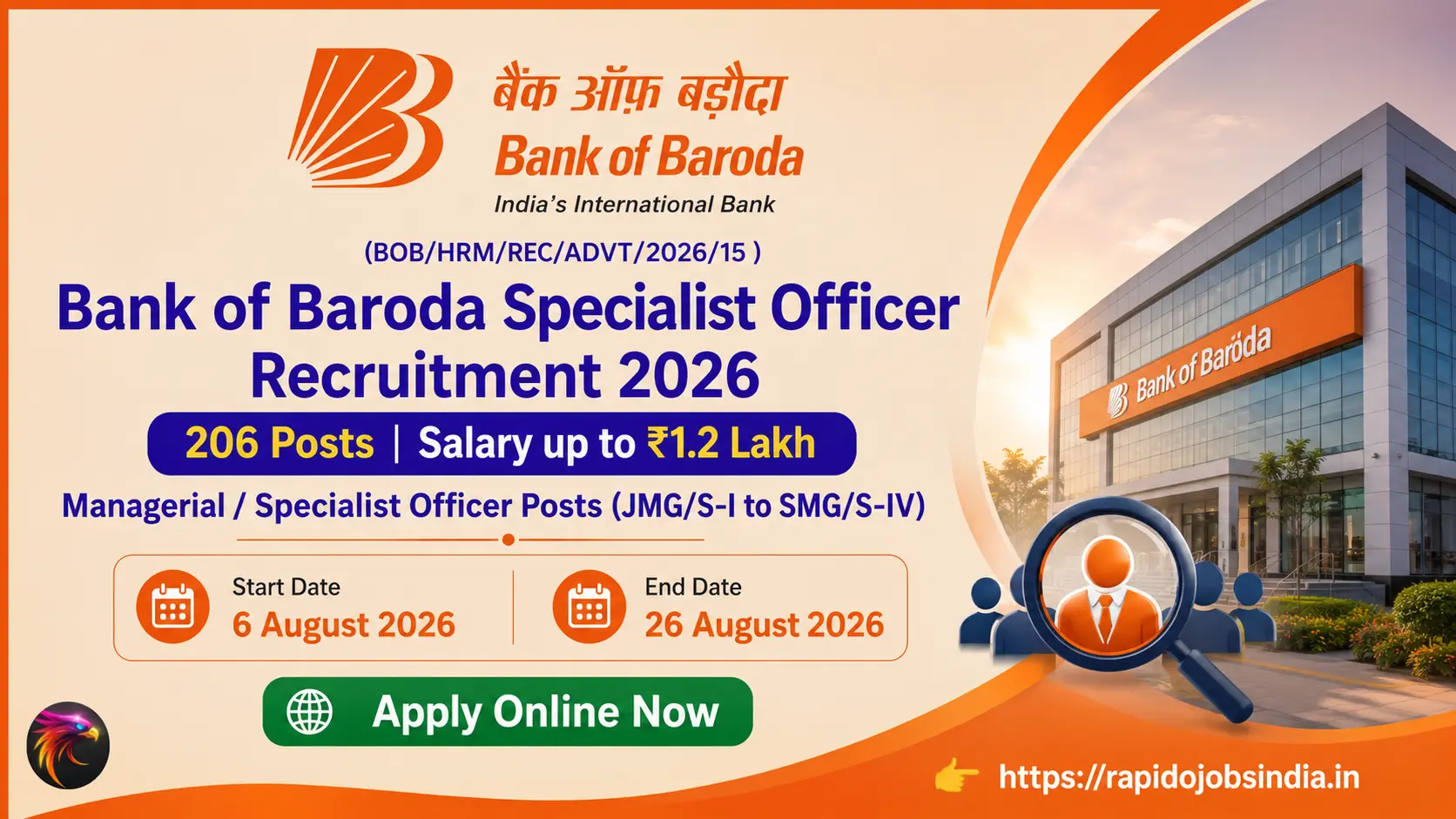 Bank of Baroda Specialist Officer Recruitment 2026