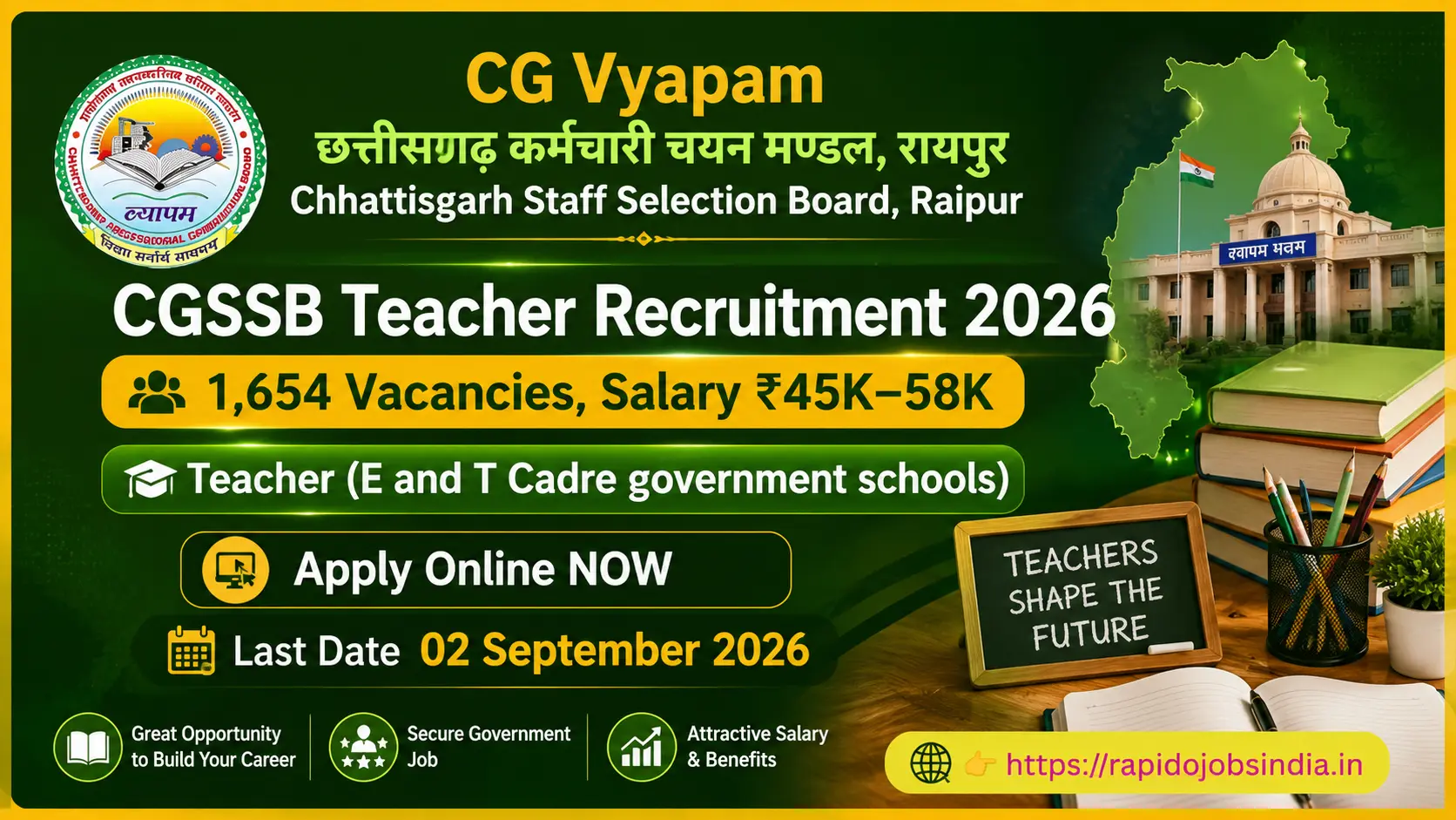 CGSSB Teacher Recruitment 2026