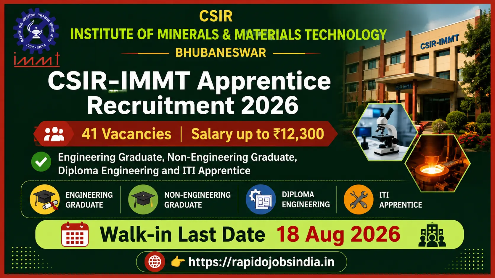 CSIR-IMMT Apprentice Recruitment 2026