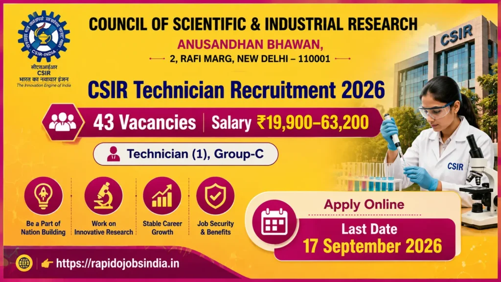 CSIR Technician Recruitment 2026