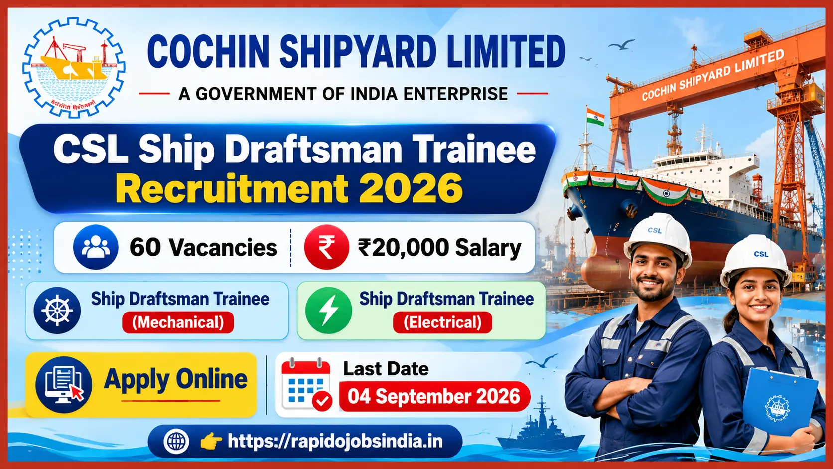 CSL Ship Draftsman Trainee Recruitment 2026