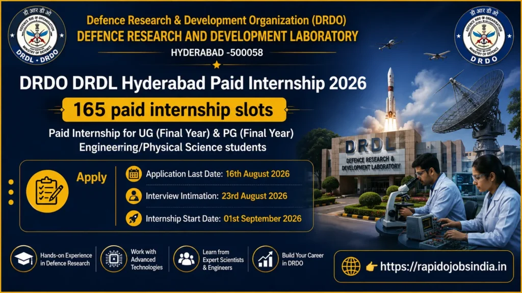DRDO DRDL Hyderabad Paid Internship 2026