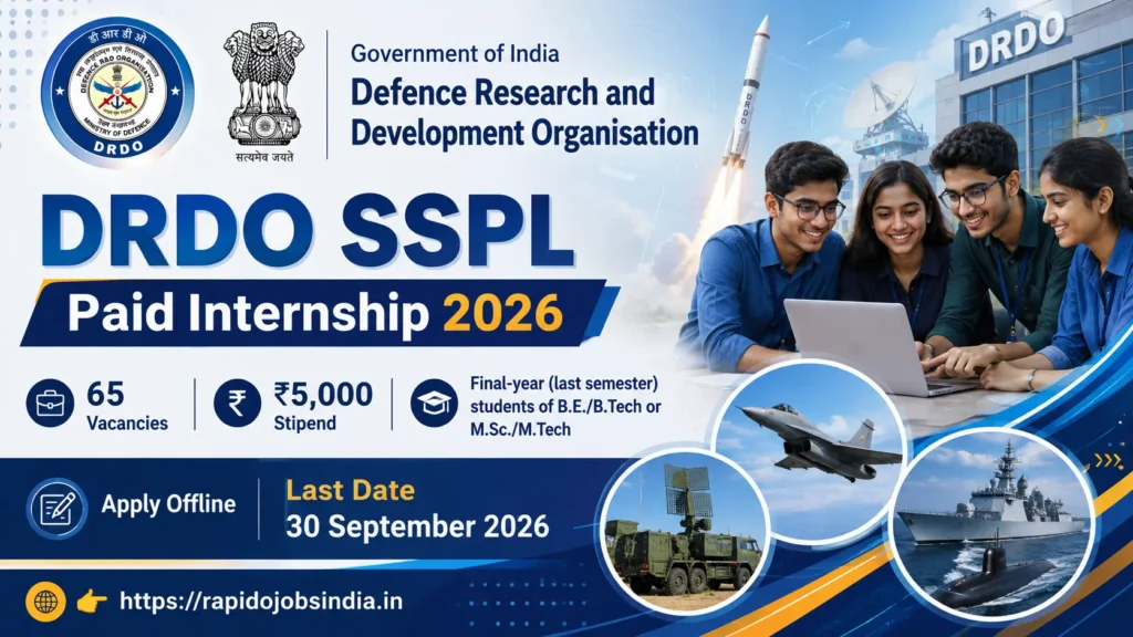 DRDO SSPL Paid Internship 2026