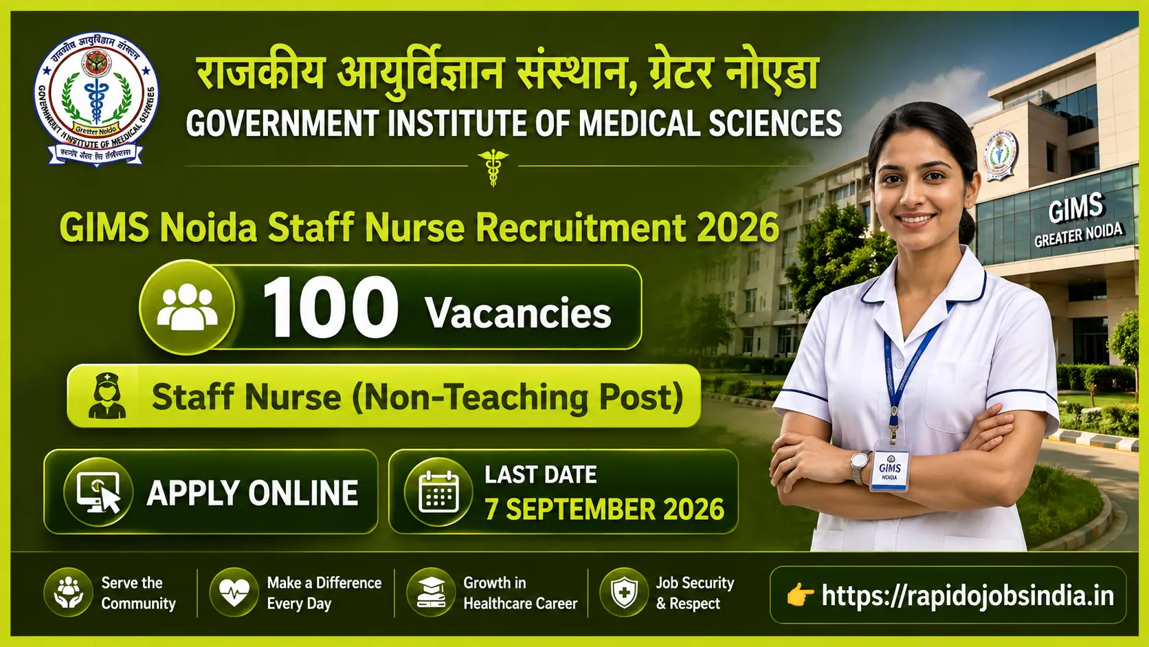 GIMS Noida Staff Nurse Recruitment 2026