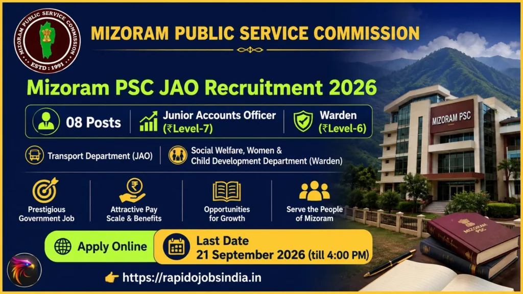 Mizoram PSC JAO Recruitment 2026