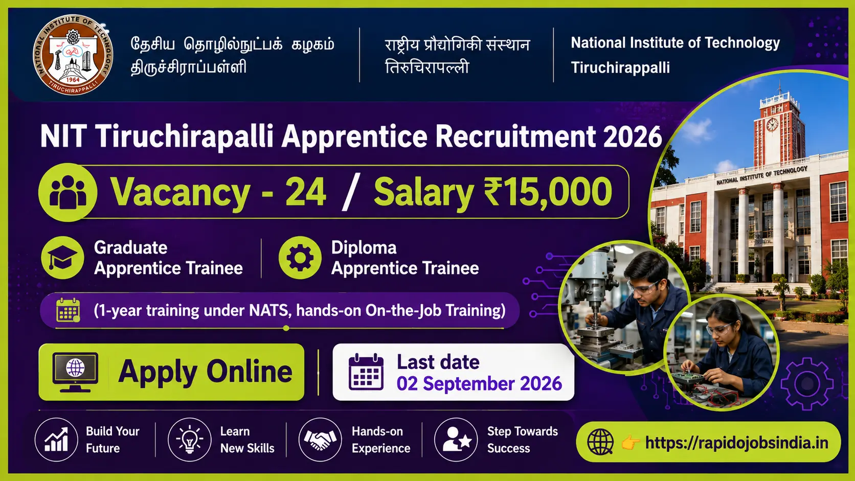 NIT Tiruchirappalli Apprentice Recruitment 2026