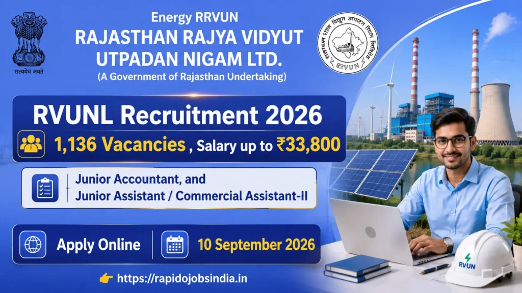 RVUNL Junior Accountant Junior Assistant Recruitment 2026