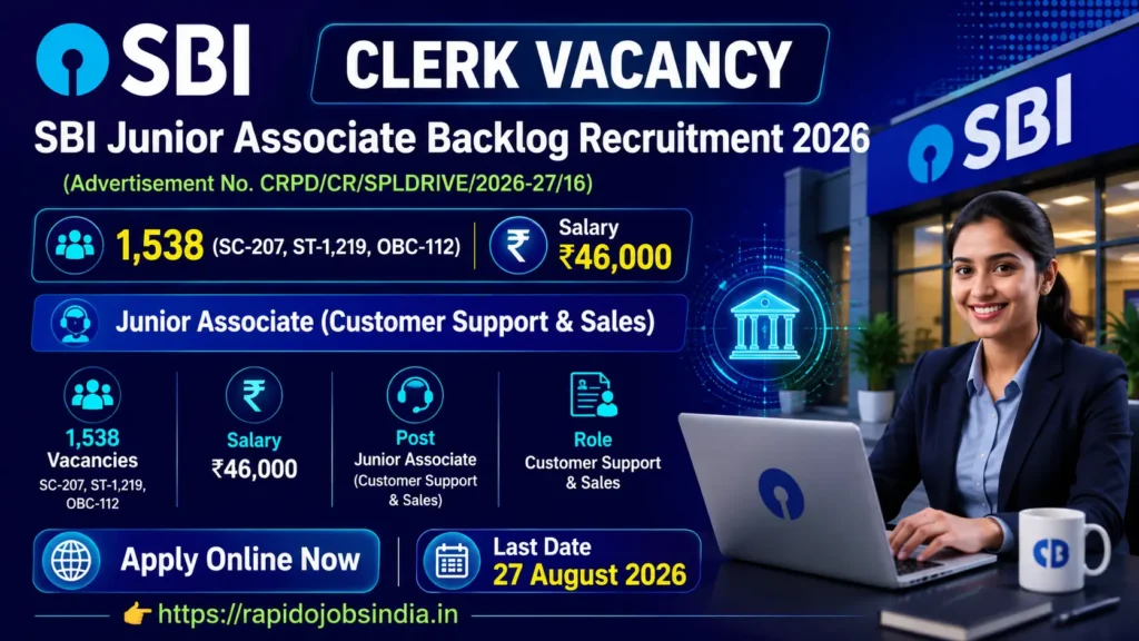 SBI Junior Associate Backlog Recruitment 2026