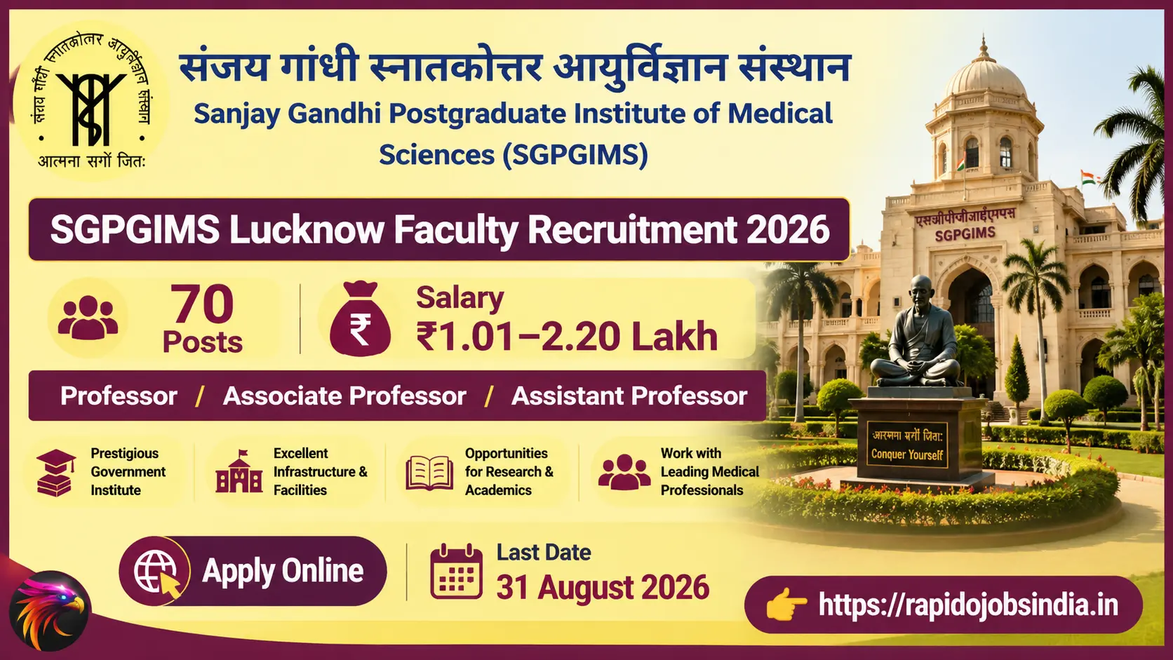 SGPGIMS Lucknow Faculty Recruitment 2026