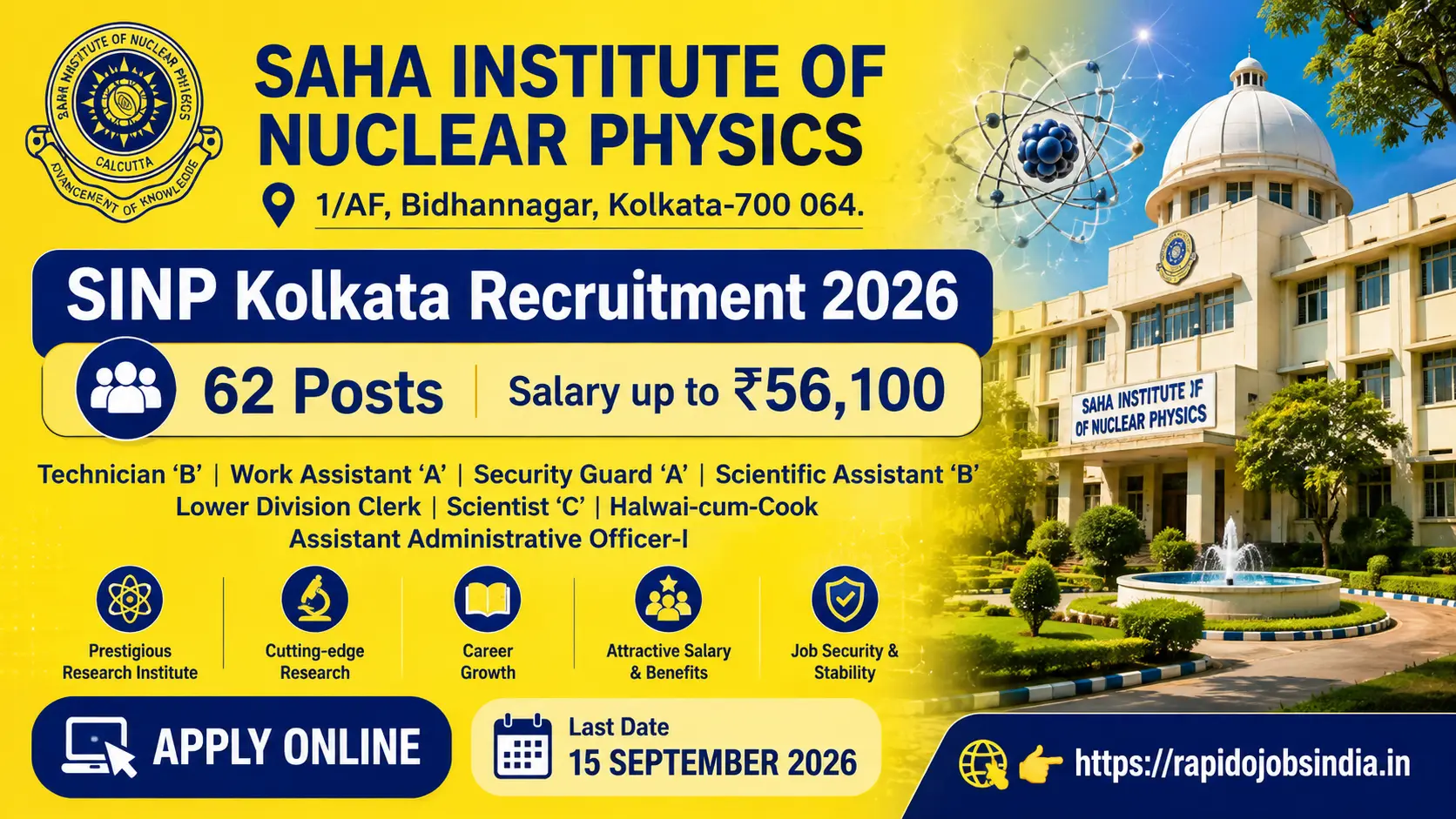 SINP Kolkata Recruitment 2026