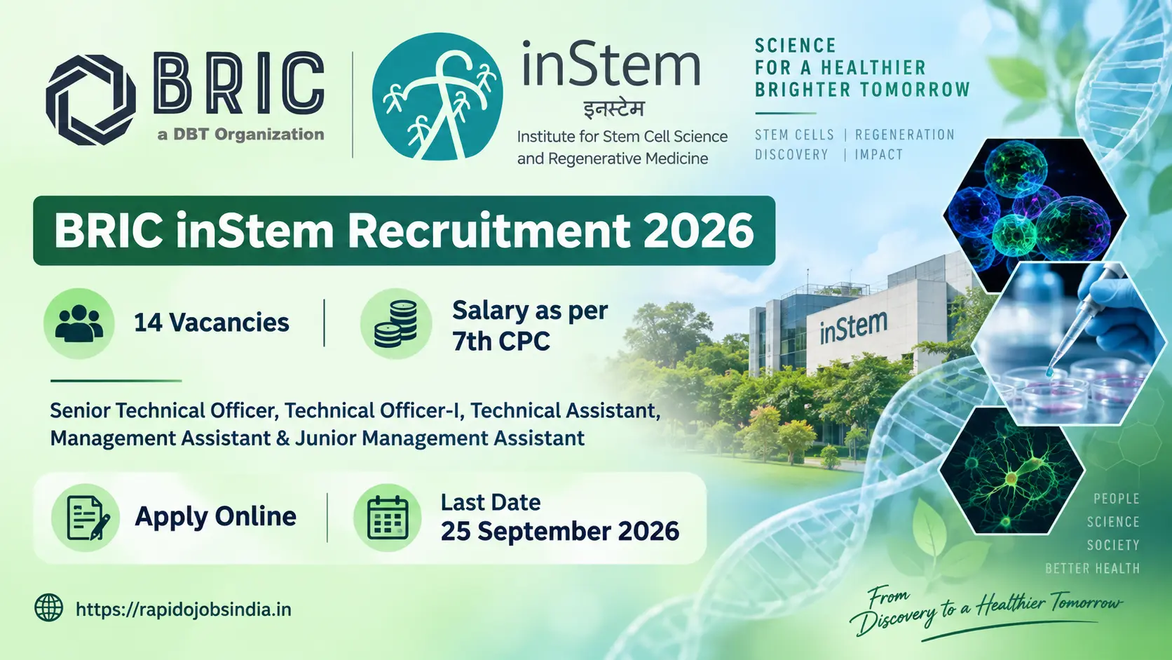 BRIC inStem Recruitment 2026