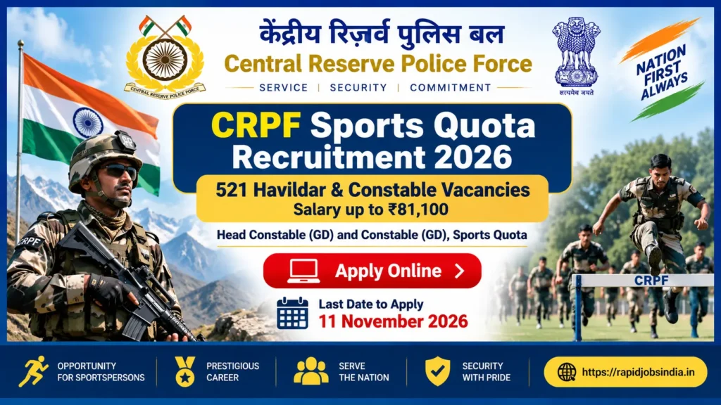 CRPF Sports Quota Recruitment 2026