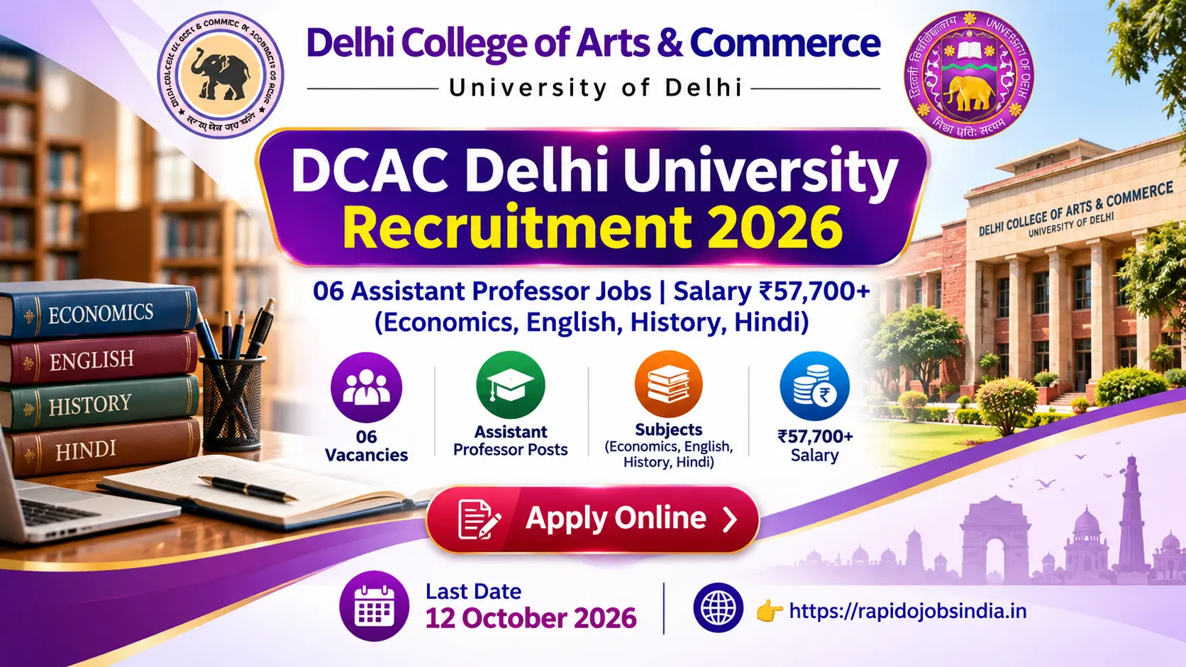 DCAC Delhi University Recruitment 2026