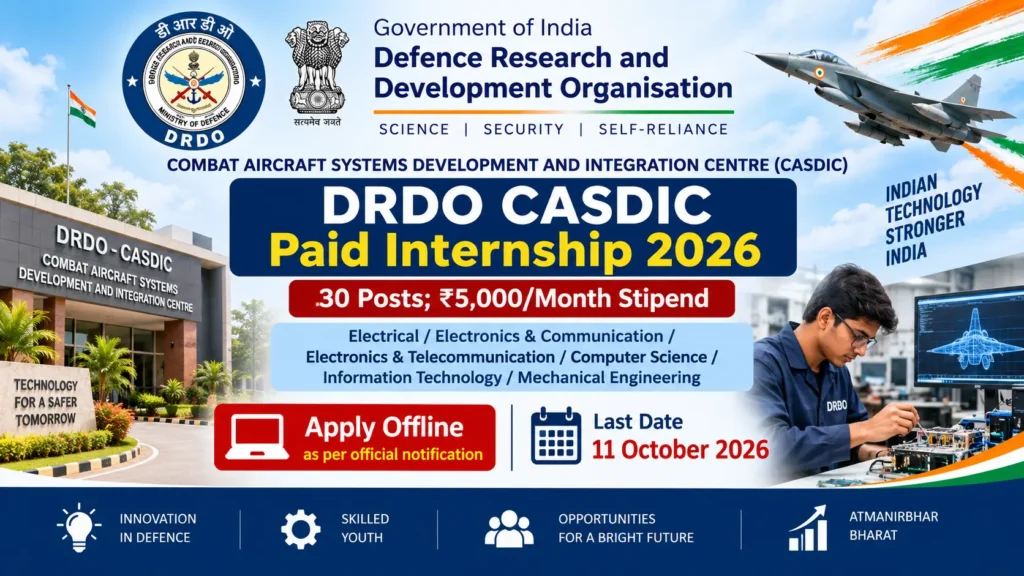 DRDO CASDIC Paid Internship 2026