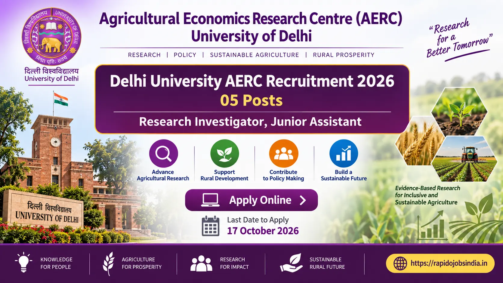 Delhi University AERC Recruitment 2026