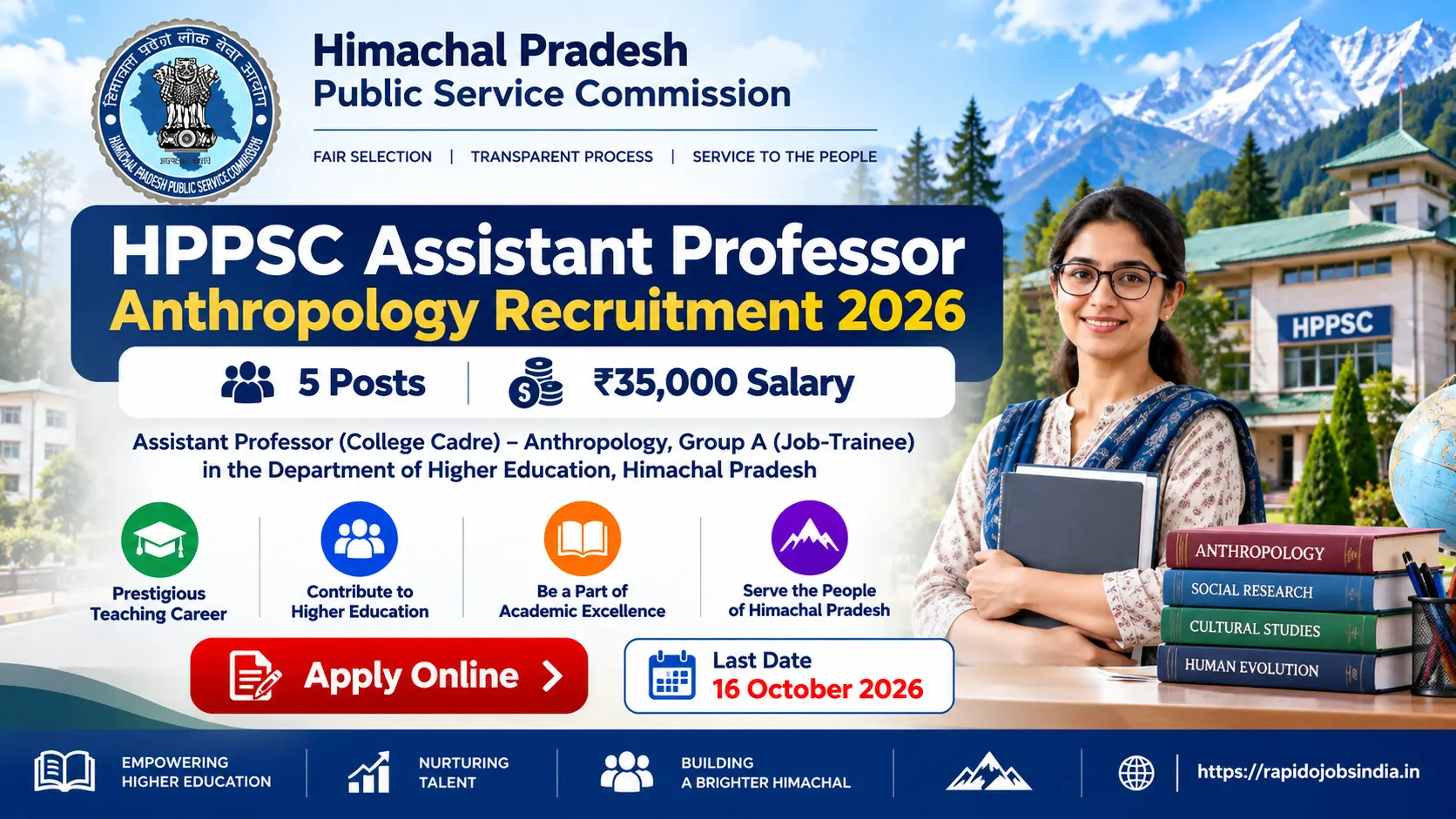 HPPSC Assistant Professor Anthropology Recruitment 2026
