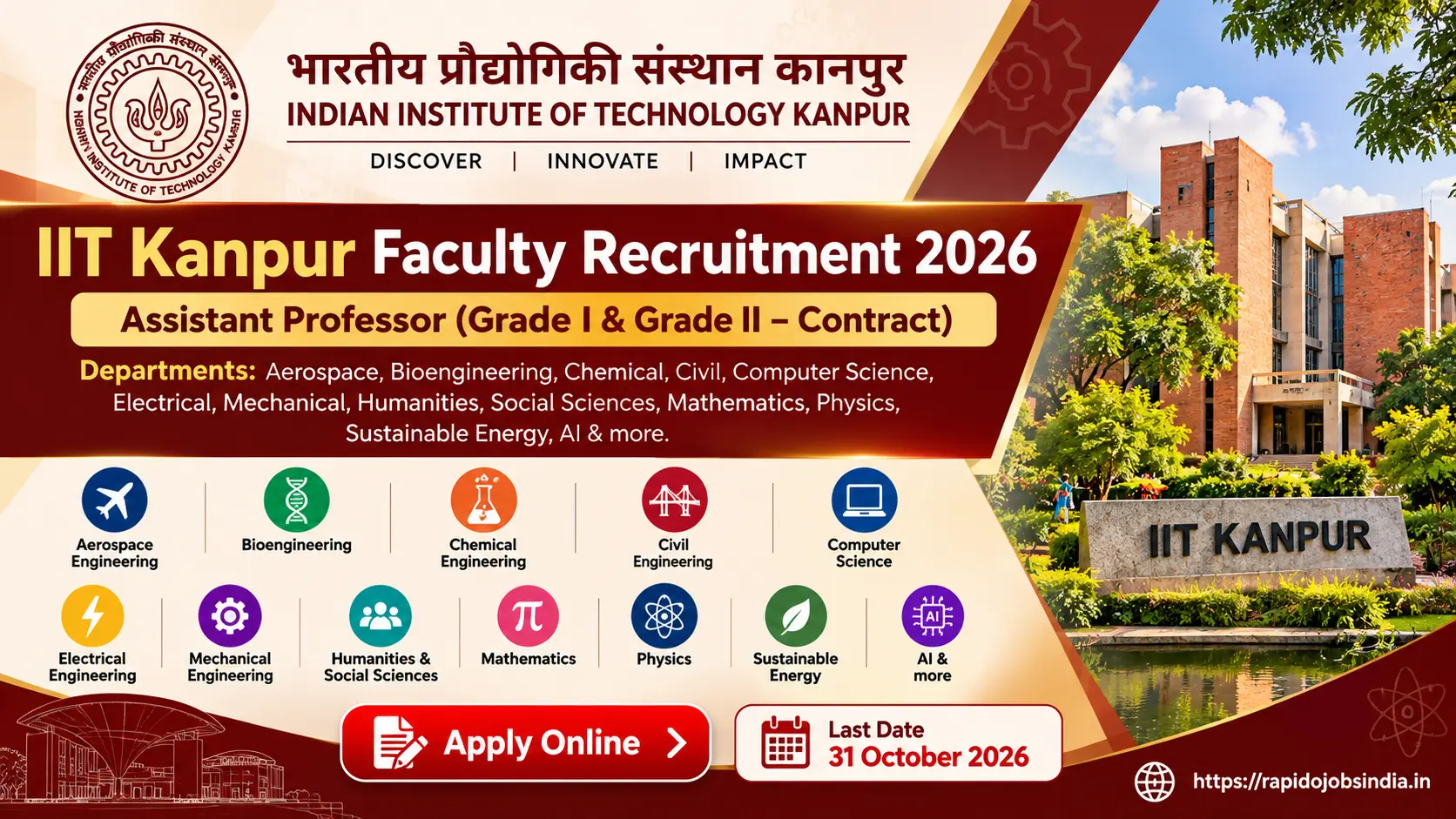 IIT Kanpur Faculty Recruitment 2026