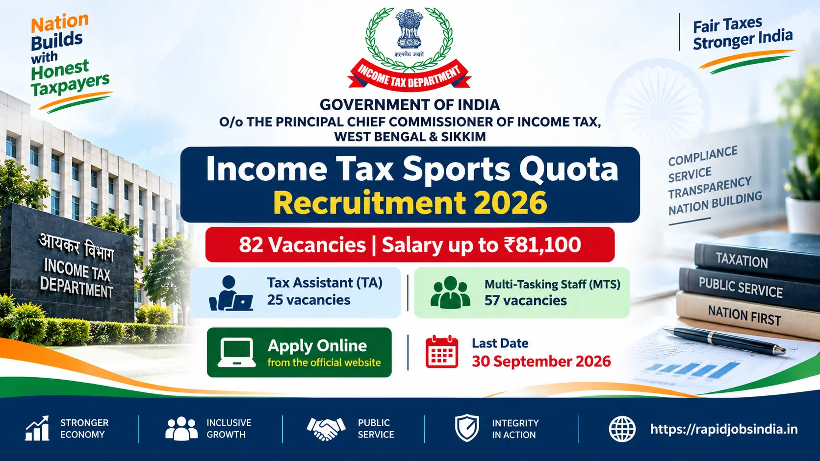 Income Tax Sports Quota Recruitment 2026