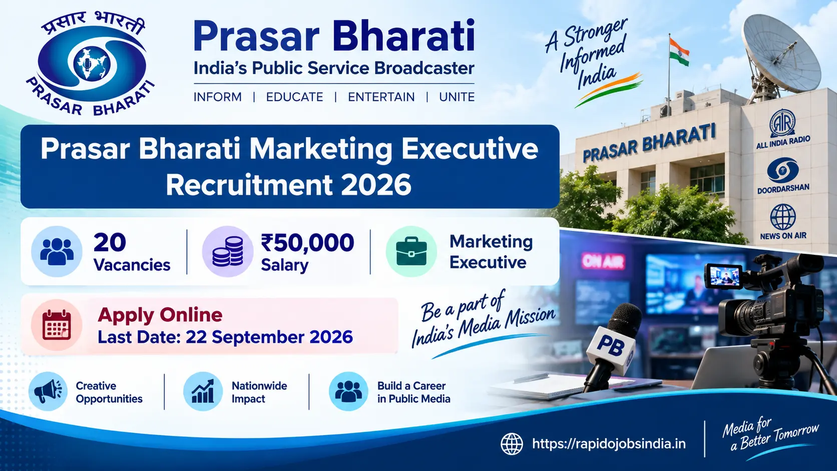 Prasar Bharati Marketing Executive Recruitment 2026