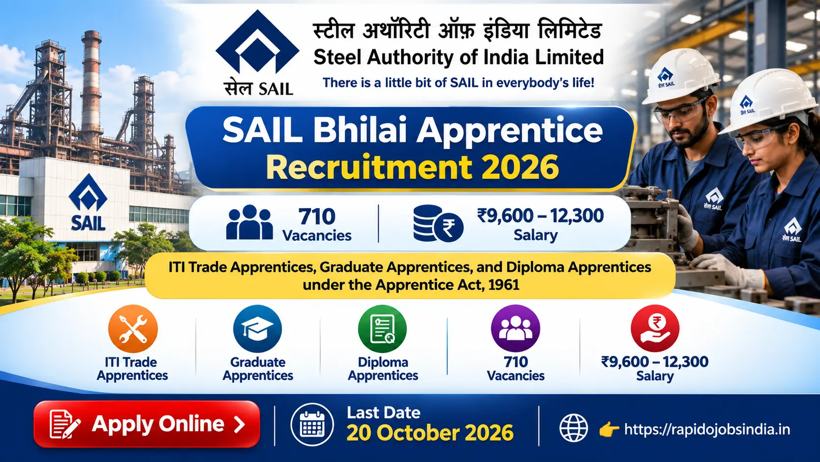 SAIL Bhilai Apprentice Recruitment 2026