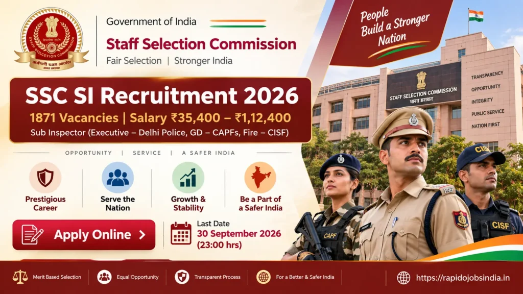 SSC SI Recruitment 2026
